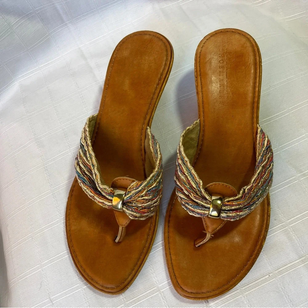 Made In Italy Designer Boho Goddess Fairy Sandals Size 6 Stacked Chunky Heel - Picture 11 of 11